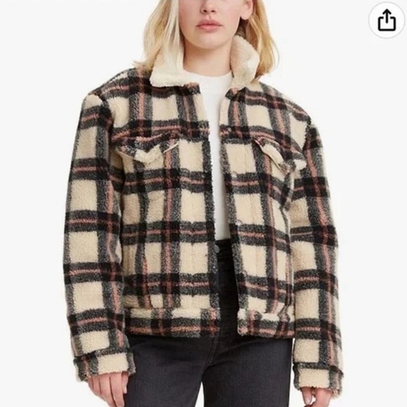 Levi's Plaid Ex-Boyfriend Trucker Jacket, SMALL NWT - Picture 2 of 8